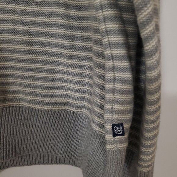 NWOT Chaps Sweater Crew Neck Heather Gray/White Striped Mens Size Large‎ NEW - Picture 5 of 12
